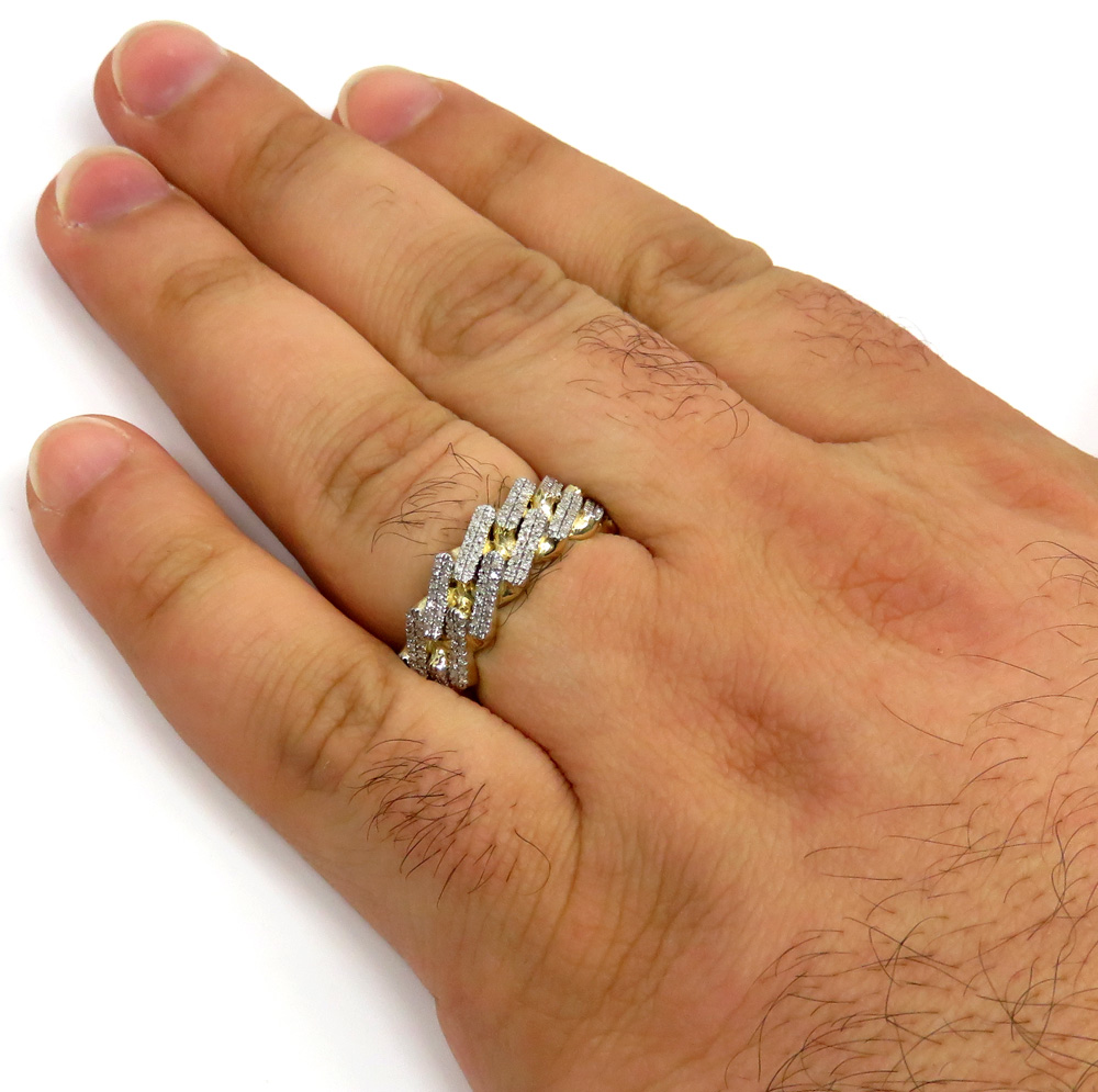 10k yellow gold solid diamond 9mm cuban ring 0.38ct - Image 5