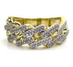 10k yellow gold solid diamond 9mm cuban ring 0.38ct