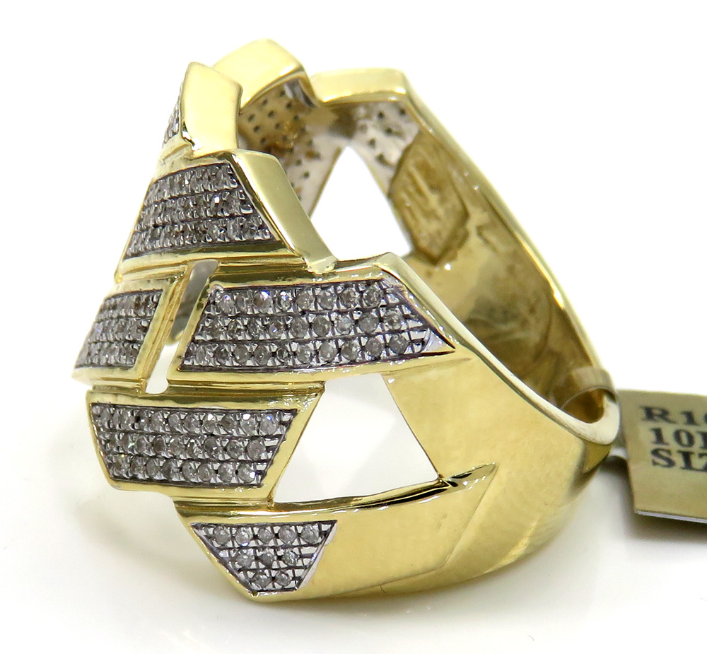 10k yellow gold solid diamond xl 16mm cuban ring 0.56ct