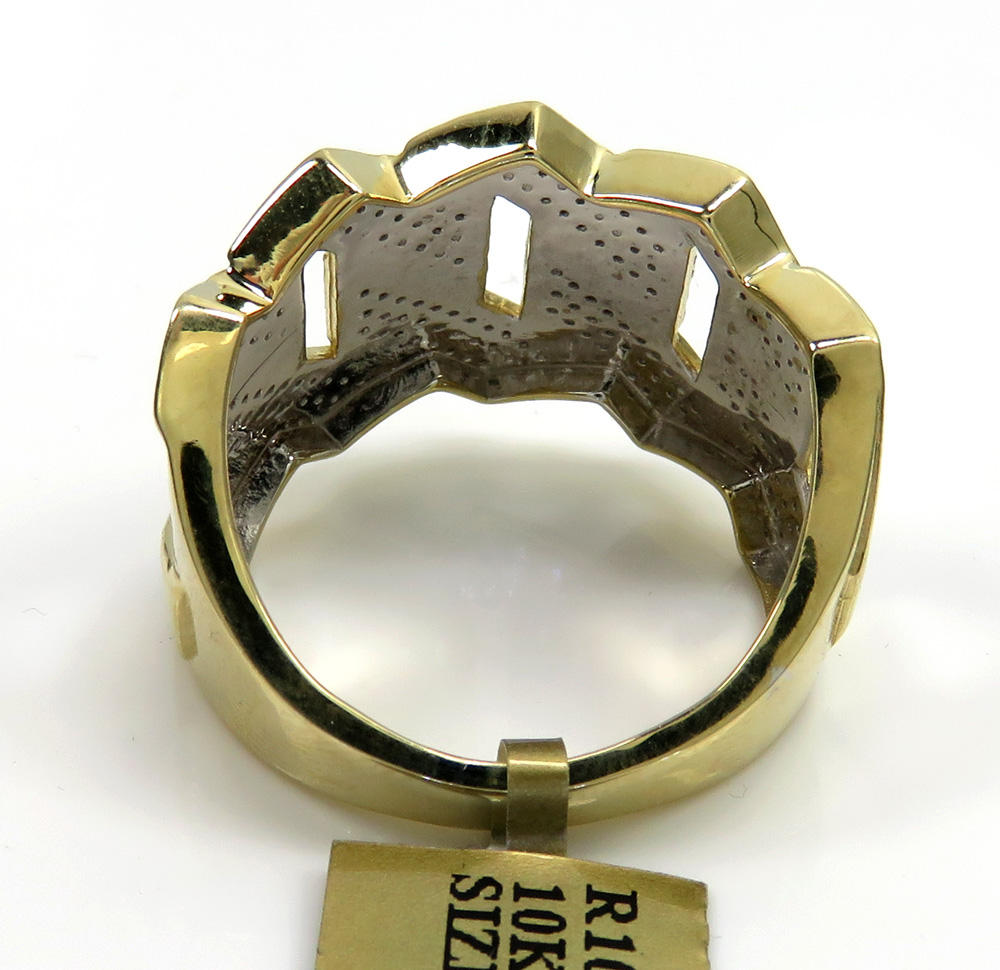 10k yellow gold solid diamond xl 16mm cuban ring 0.56ct