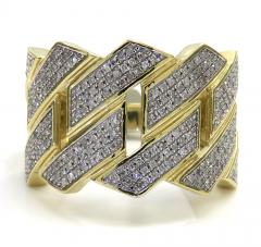 10k yellow gold solid diamond xl 16mm cuban ring 0.56ct