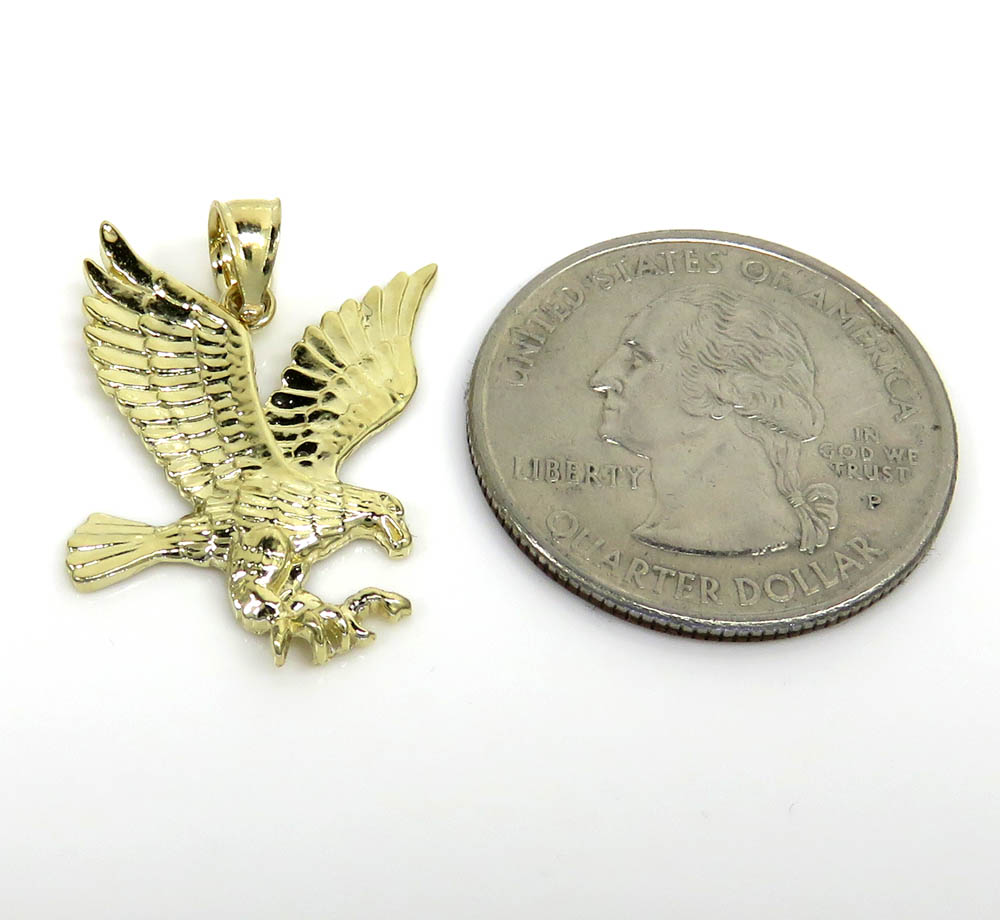 14k yellow gold mini diamond cut eagle pendant