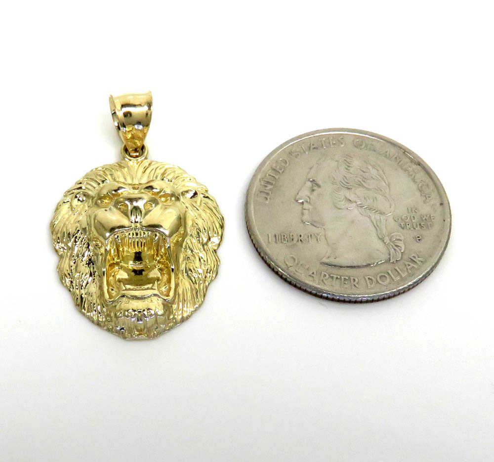 14k yellow gold small 3d lion head pendant