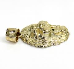 14k yellow gold small 3d lion head pendant