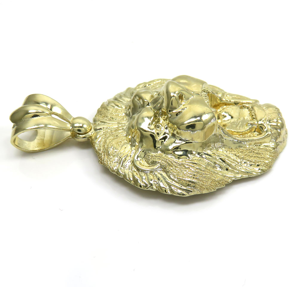 10k yellow gold solid standard size 3d lion head pendant 