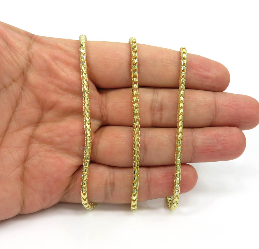 10k yellow gold solid diamond cut franco chain 20-28 inch 3mm