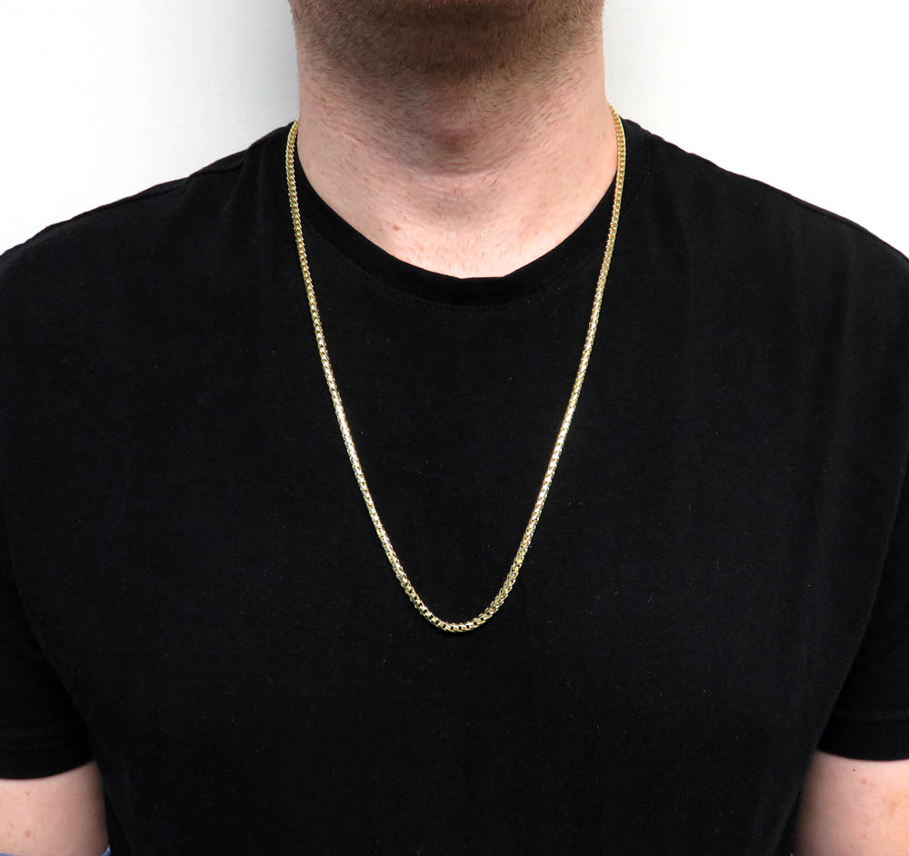10k yellow gold solid diamond cut franco chain 20-28 inch 3mm
