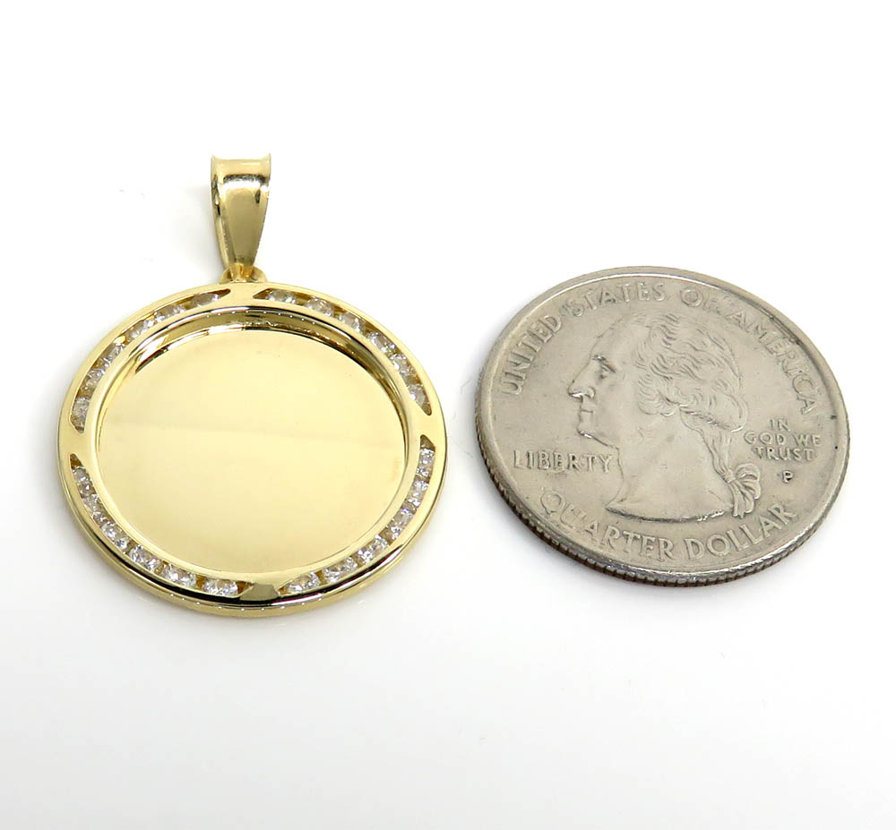 10k yellow gold small cz picture pendant 0.50ct