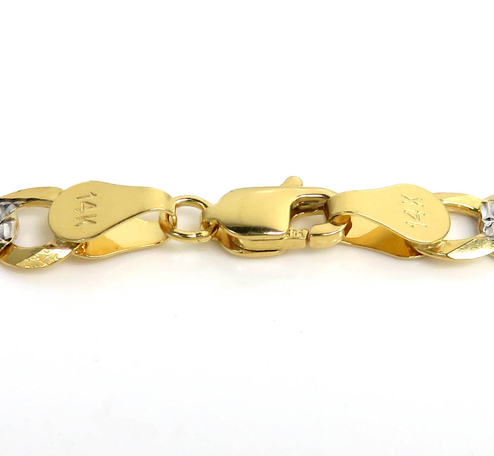 14k yellow gold diamond cut cuban id bracelet 8 inch 5.50mm - Image 4