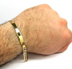14k yellow gold diamond cut cuban id bracelet 8 inch 5.50mm 