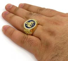 14k gold blue enamel diamond russian eagle ring 1.75ct