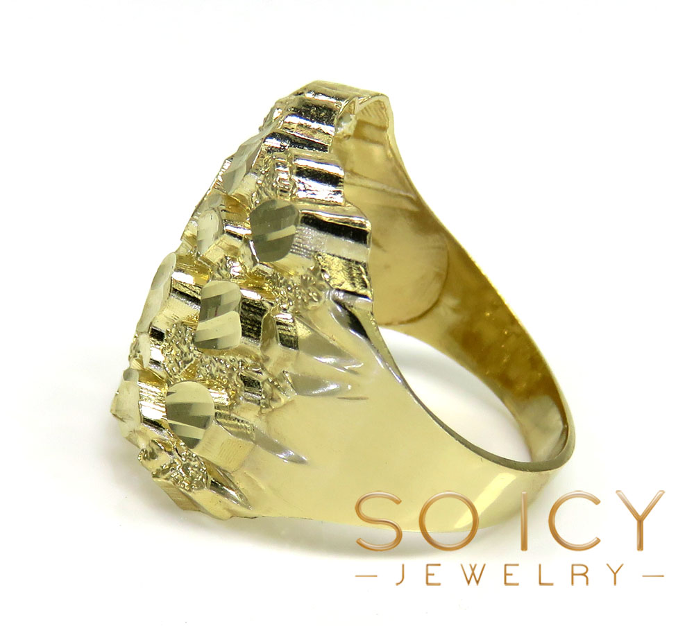 Mens 14k yellow gold xl curved nugget ring - Image 3