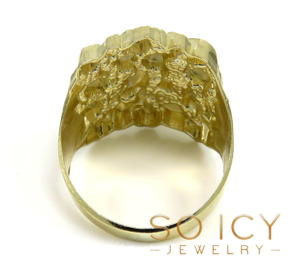 Mens 14k yellow gold xl curved nugget ring 