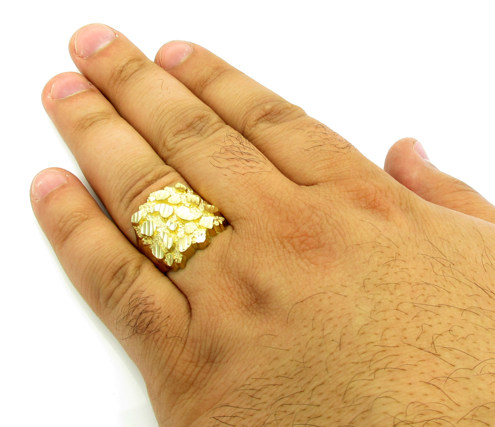 Mens 14k yellow gold xl curved nugget ring - Image 5