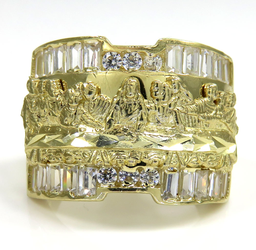 10k yellow gold the last supper cz ring 3.00ct  - Image 2