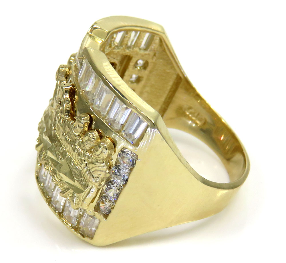10k yellow gold the last supper cz ring 3.00ct 