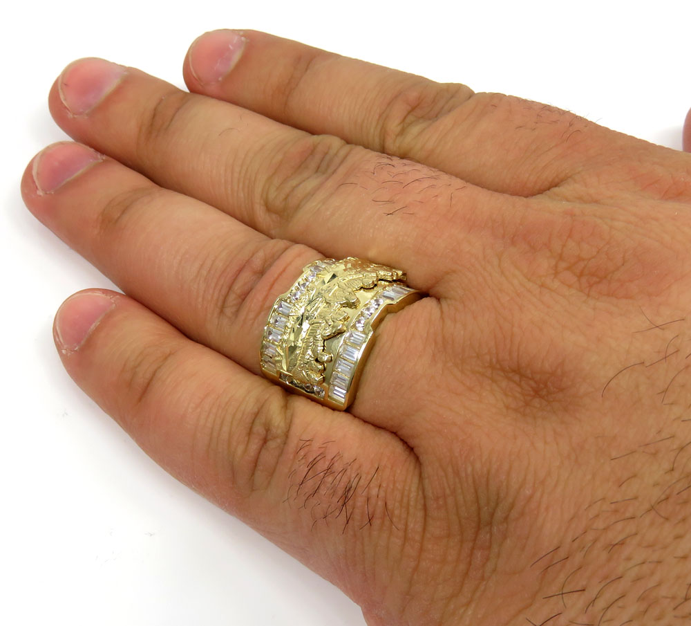 10k yellow gold the last supper cz ring 3.00ct 