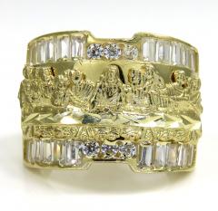 10k yellow gold the last supper cz ring 3.00ct 