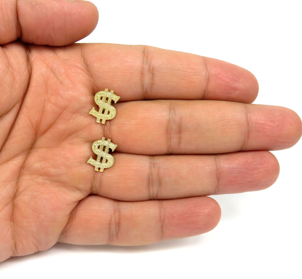 10k yellow gold dollar sign earrings 