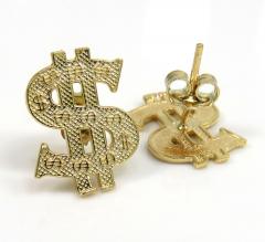 10k yellow gold dollar sign earrings 