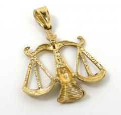 14k yellow gold small diamond cut libra scale pendant 