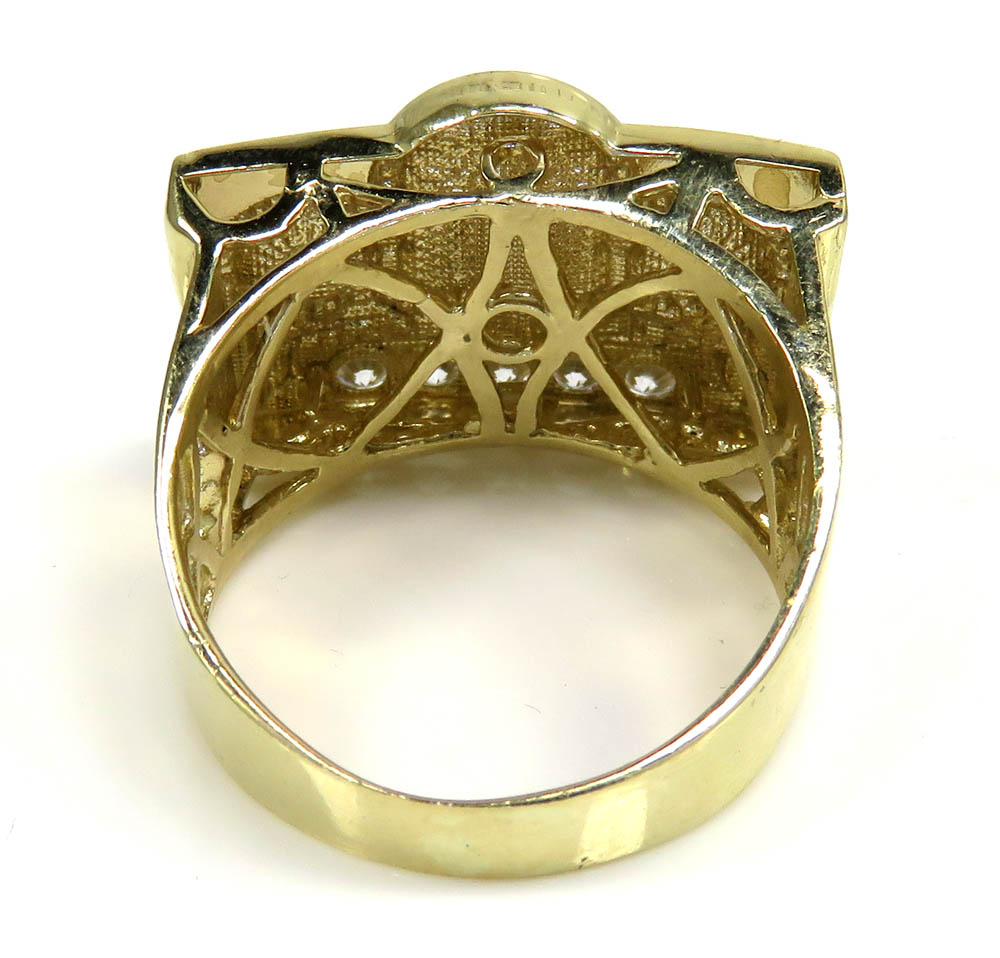 10k yellow gold the last supper cz ring 0.30ct 