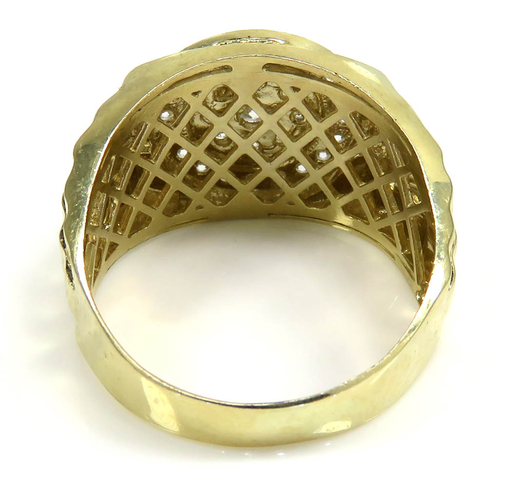 10k yellow gold cz cluster presidential style double circle ring 1.50ct