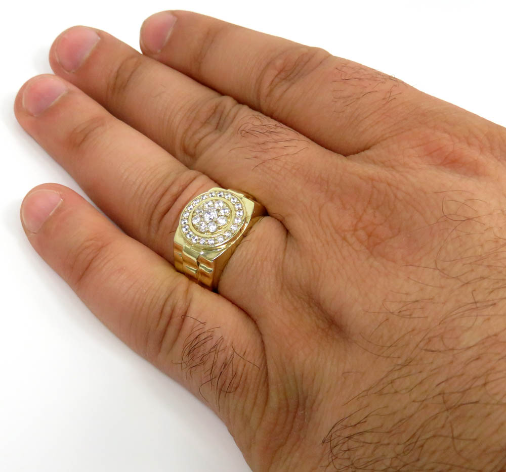 10k yellow gold cz cluster presidential style double circle ring 1.50ct - Image 5