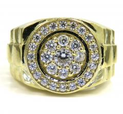 10k yellow gold cz cluster presidential style double circle ring 1.50ct
