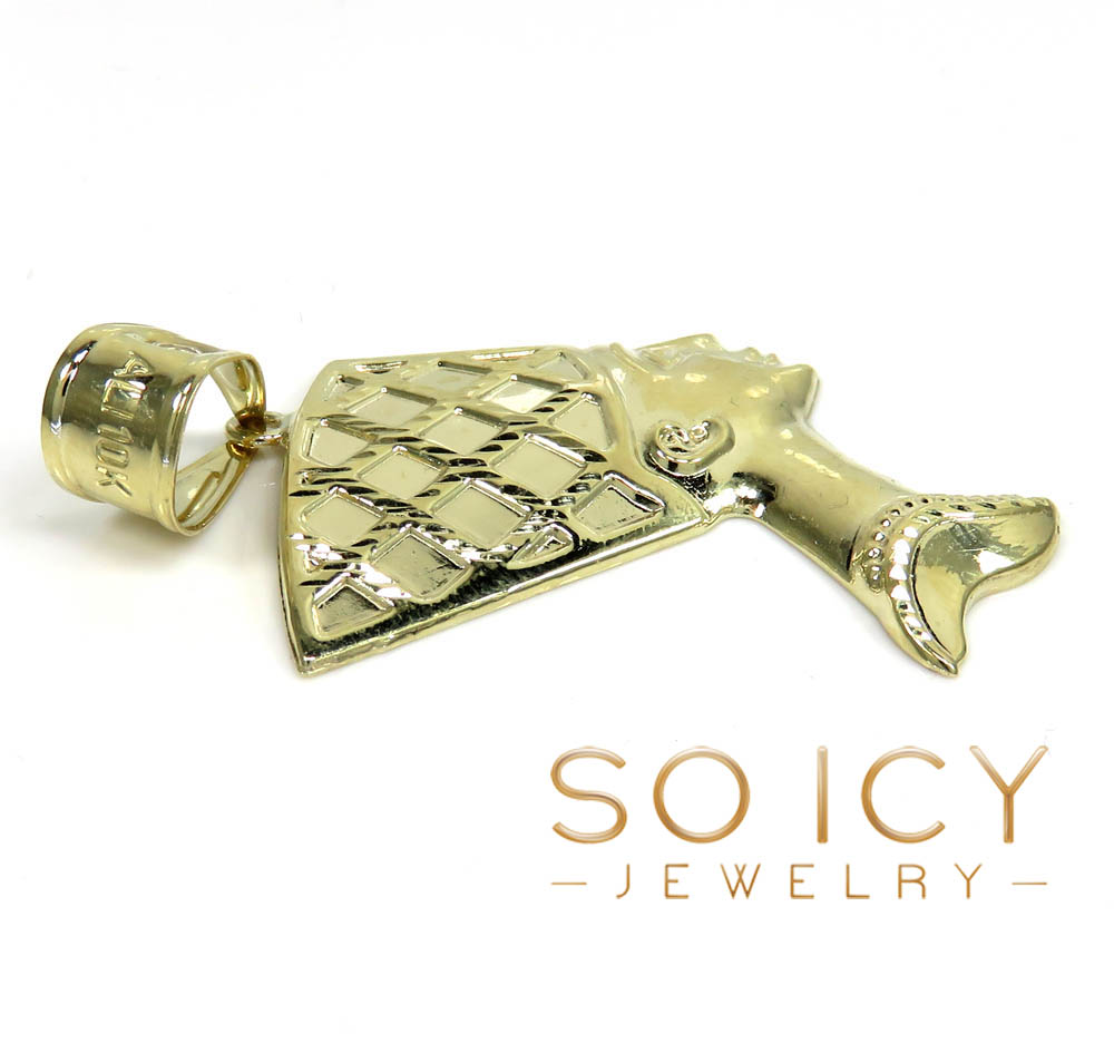 10k yellow gold closed back nefertiti medium head pendant