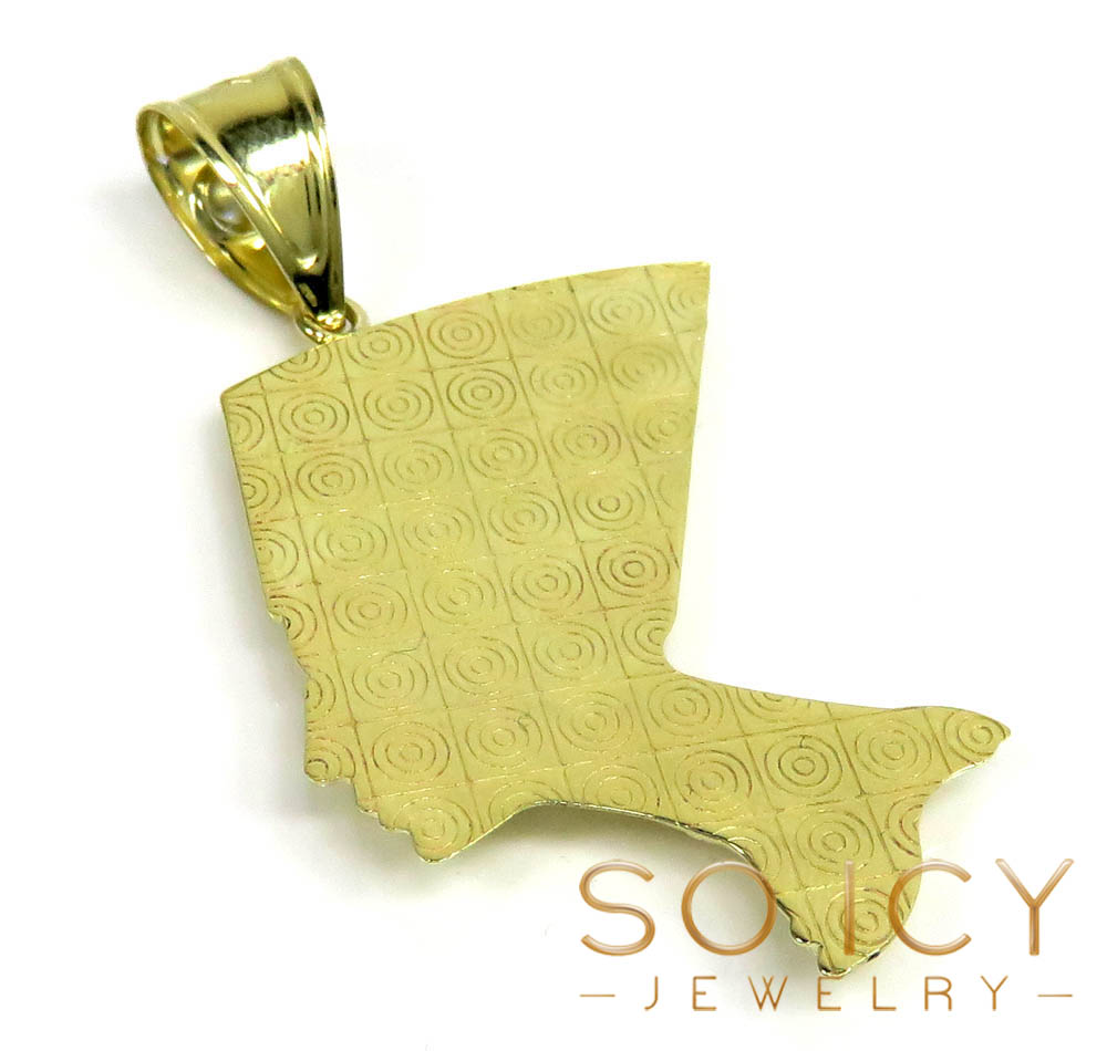 10k yellow gold closed back nefertiti medium head pendant - Image 4