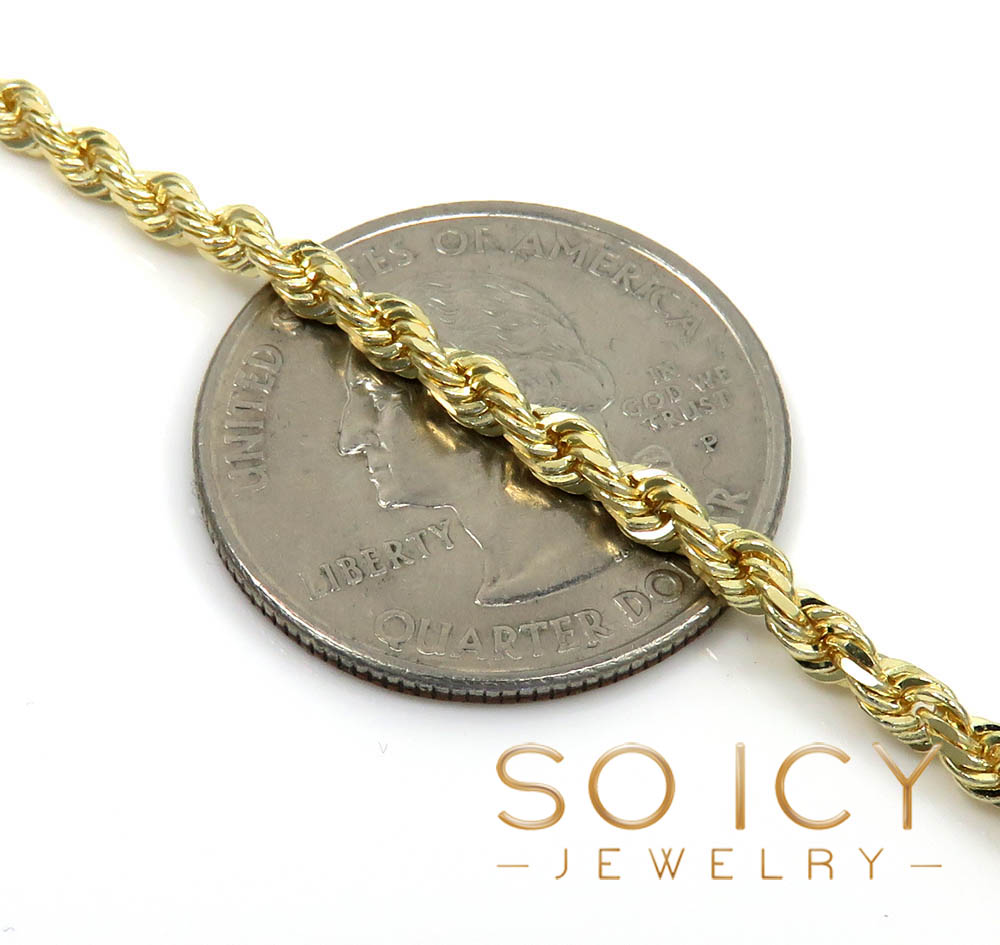 10k yellow gold solid rope link chain 18-26 inch 3mm