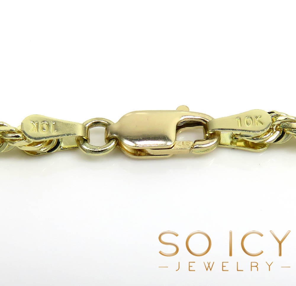 10k yellow gold solid rope link chain 18-26 inch 3mm