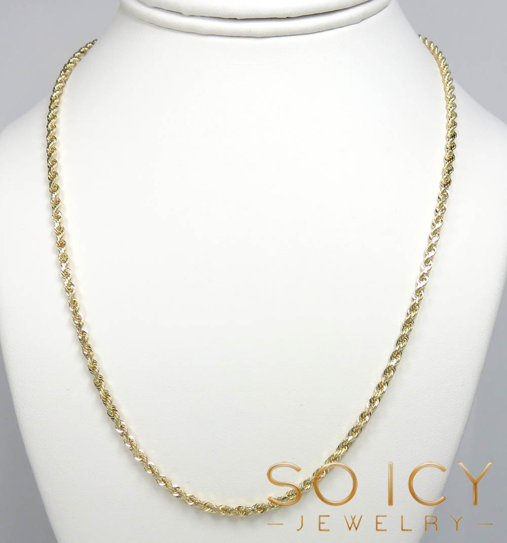10k yellow gold solid rope link chain 18-26 inch 3mm