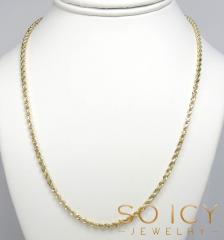 10k yellow gold solid rope link chain 18-26 inch 3mm