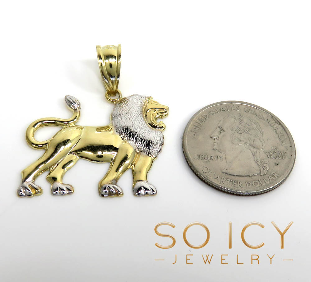 10k two tone small closed back lion pendant - Image 2