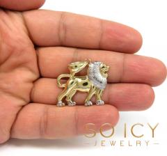 10k two tone small closed back lion pendant 