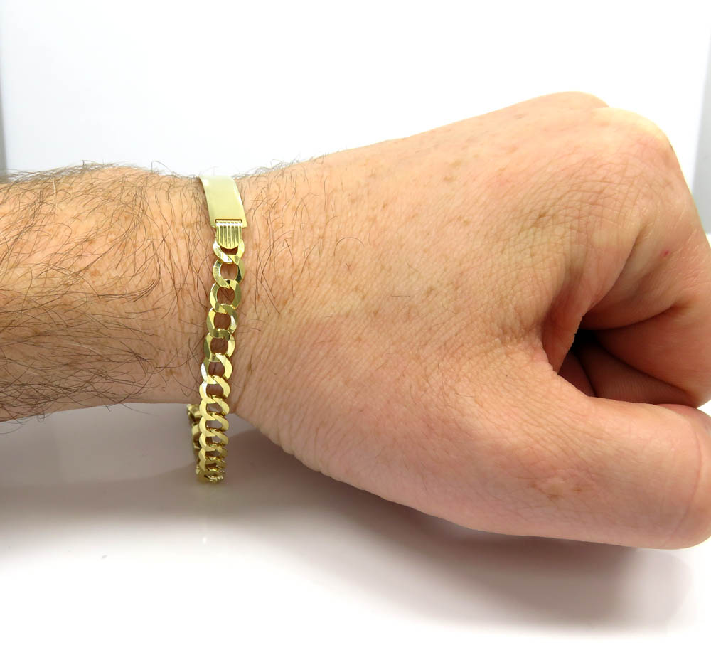 14k yellow gold solid cuban id bracelet 8 inch 5.7mm 