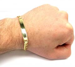 14k yellow gold solid cuban id bracelet 8 inch 5.7mm 