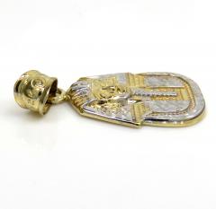 10k yellow gold mini solid back king tut pharaoh head pendant 