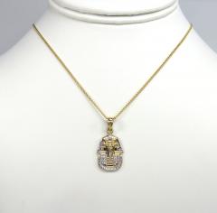 10k yellow gold mini solid back king tut pharaoh head pendant 