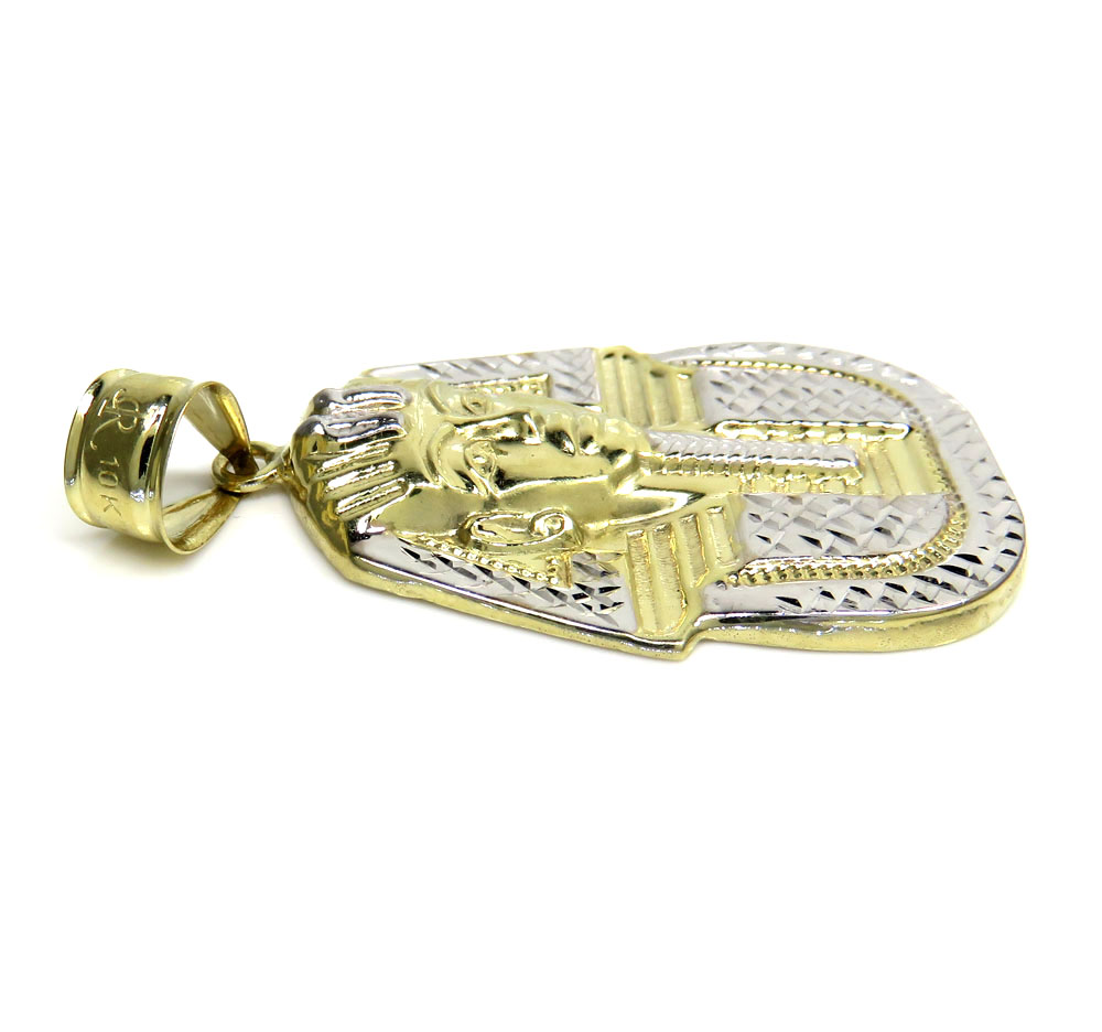 10k yellow gold small solid back king tut pharaoh head pendant 