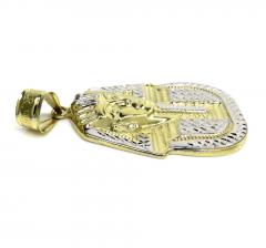 10k yellow gold small solid back king tut pharaoh head pendant 