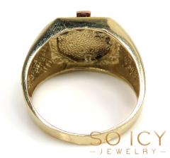 14k tri color gold cz hanging jesus cross ring 0.15ct