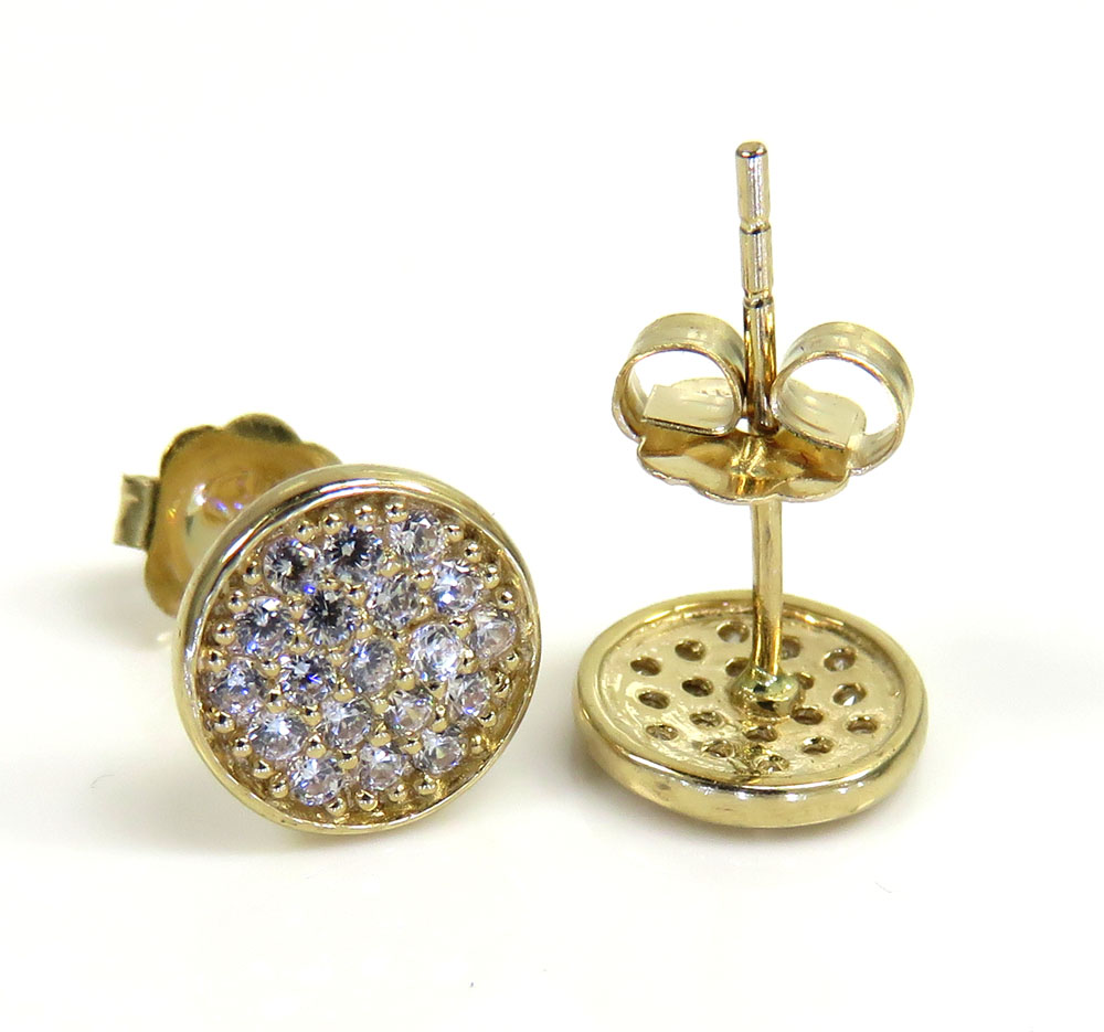 14k yellow gold cz snow cap 7mm earrings 0.50ct - Image 2