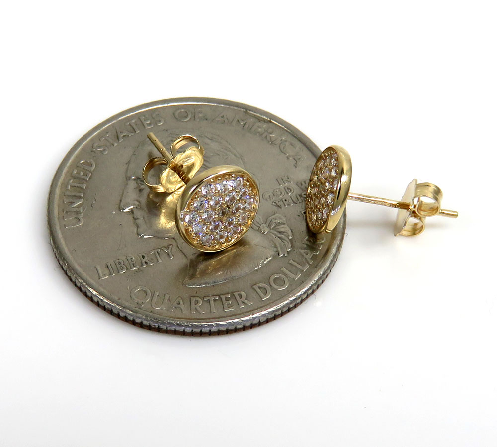14k yellow gold cz snow cap 7mm earrings 0.50ct - Image 3