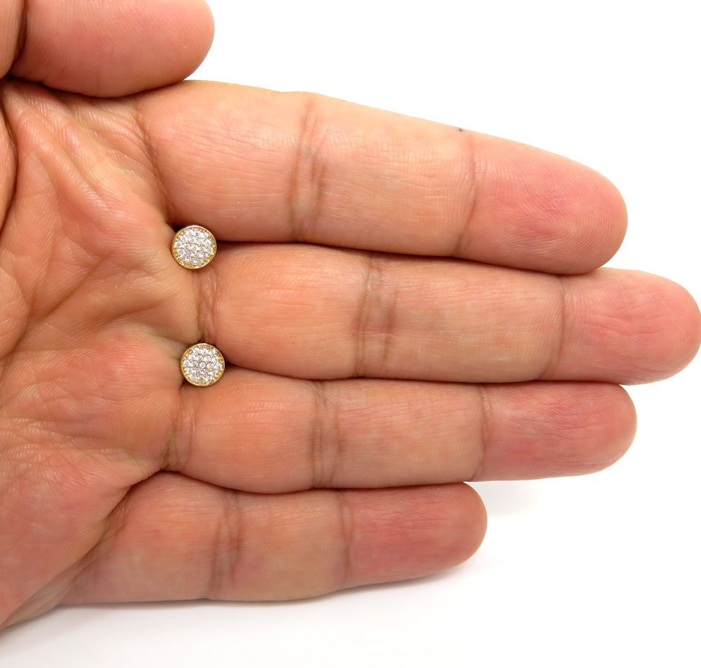 14k yellow gold cz snow cap 7mm earrings 0.50ct - Image 4