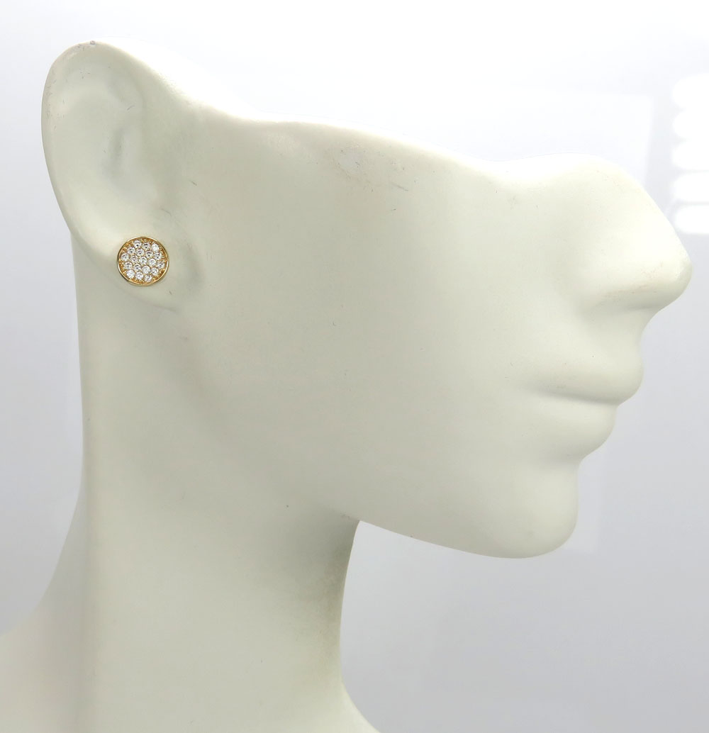 14k yellow gold cz snow cap 7mm earrings 0.50ct - Image 5