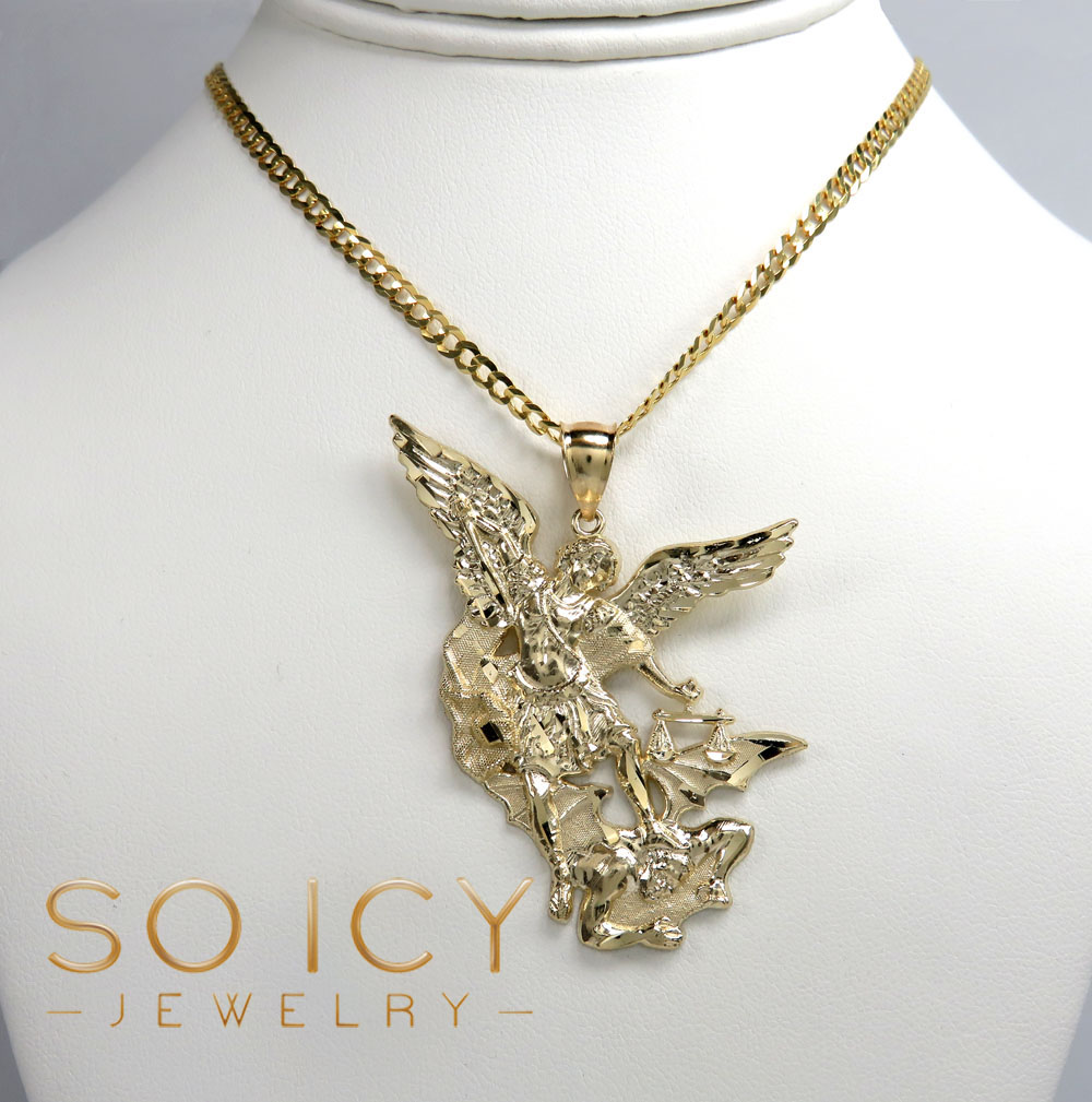 10k yellow gold light angel vs demon large pendant  - Image 5
