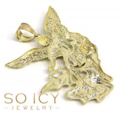 10k yellow gold light angel vs demon large pendant 